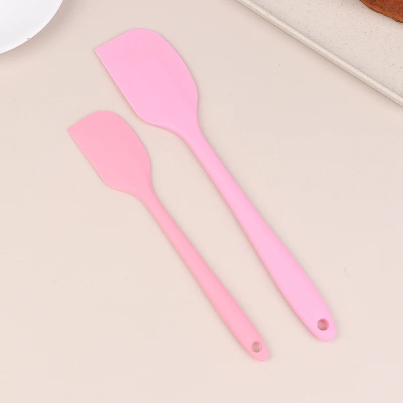 2Pcs Silicone Spatula Set Cake Butter Cream Spatula Kitchen Baking Mixing Tool Non Stick Scraper Chocolate Spreader Smoother Oasis Select Pink