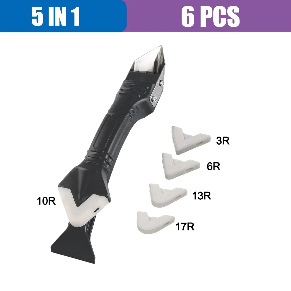 5-in-1 Caulk Remover & Smoother Tool Set – Sealant Kit Caulk Remover Tool Set Oasis Select 5in1 Metal Scraper