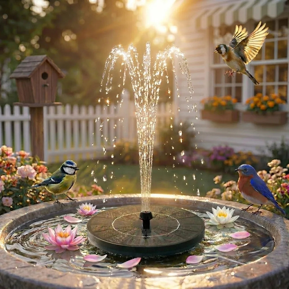 2.8W Outdoor Solar Fountain with 4 Nozzles and 4 Crash Bars, Solar Water Fountain Pump Suitable For DIY Garden Pond Bird Bath Oasis Select