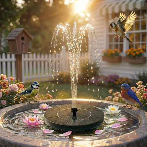 2.8W Outdoor Solar Fountain with 4 Nozzles and 4 Crash Bars, Solar Water Fountain Pump Suitable For DIY Garden Pond Bird Bath Oasis Select