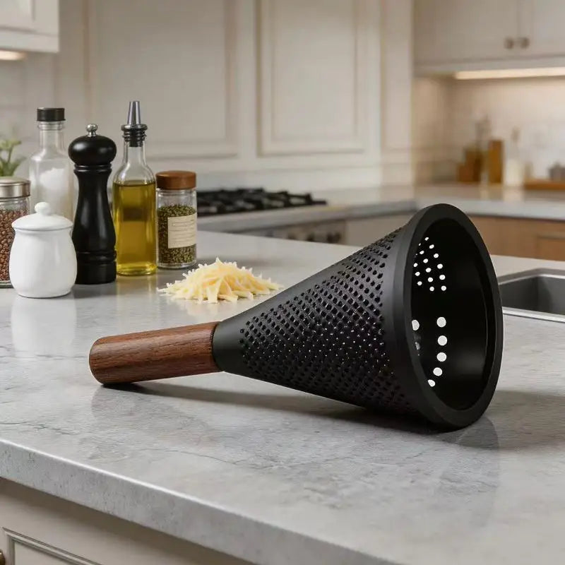 Stainless Steel Grater Wood Handle Multi-Use Kitchen Gadget For Cheese Vegetable Chocolate Garlic Potato Tomato Grating Tool Oasis Select