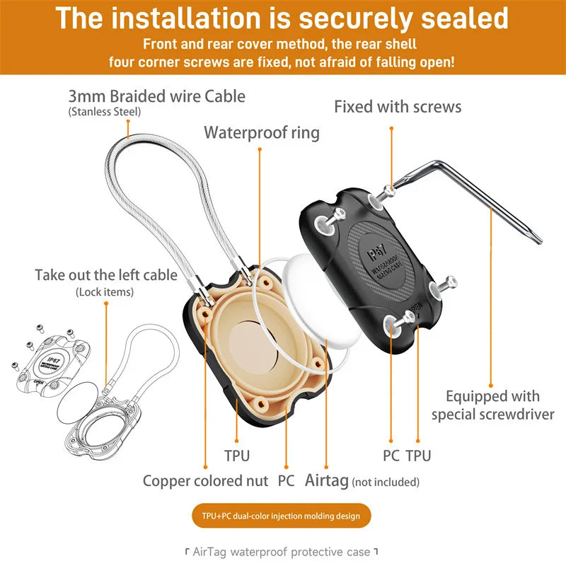 Apple AirTag Holder Wire Cable Lock – 360° Protective Case AirTag Protective Case Oasis Select