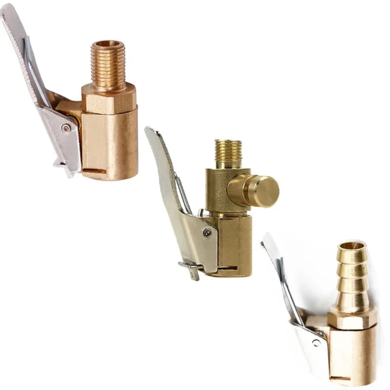 Car Tire Air Chuck Inflator Pump Valve Connector Clip-on Adapter Brass 8mm Tyre Wheel Oasis Select