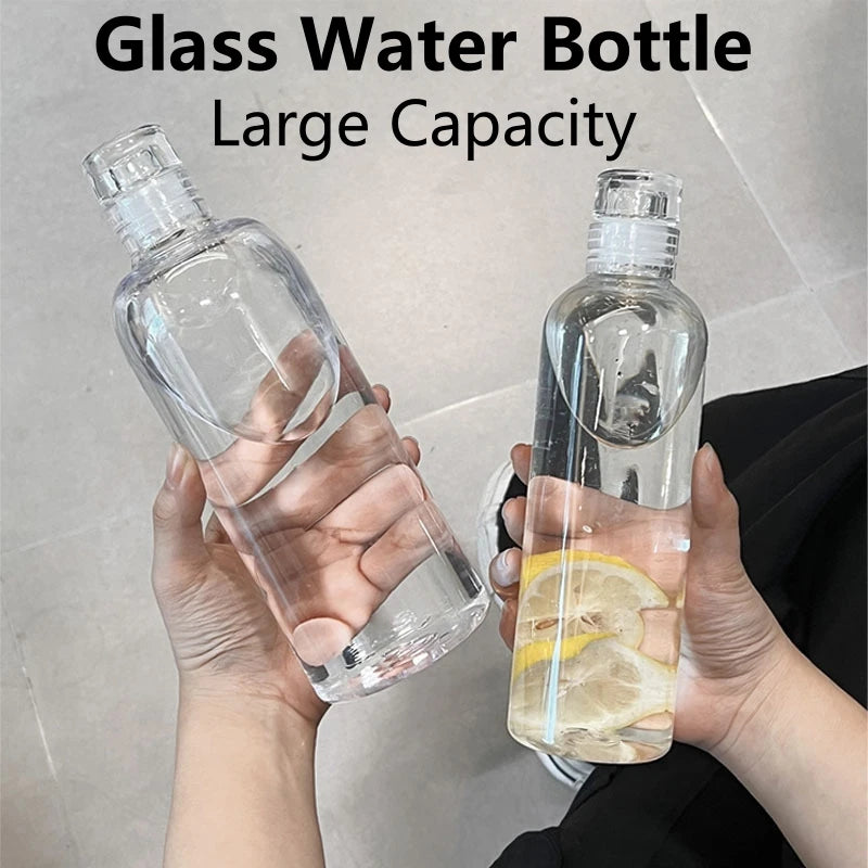 300-1000ml Glass Water Bottle Large Capacity with Time Marker Cover for Water Drink Outdoor PortableTransparent Milk Juice Cup Oasis Select