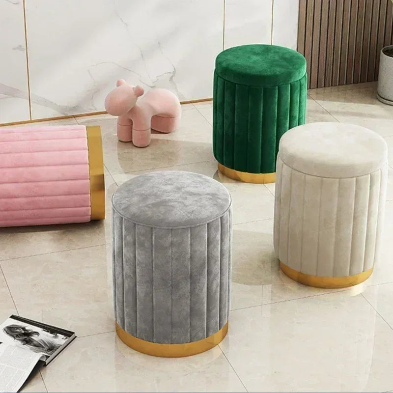 Makeup stool light luxury round stool chair bedroom Internet celebrity storage bench sofa stool dresser stool makeup chair small Oasis Select