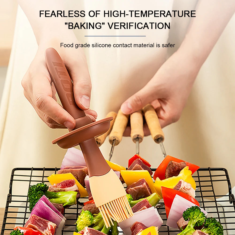 3-in-1 Silicone BBQ Basting Brush with Oil Bottle & Lid