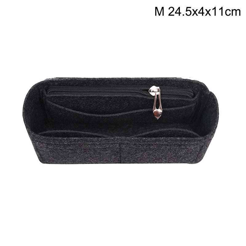 1PC Felt Insert Bag Organizer, Makeup Organizers, Liner Perfect for Brand Women's Handbags For And Cosmetic Bags Oasis Select Black M