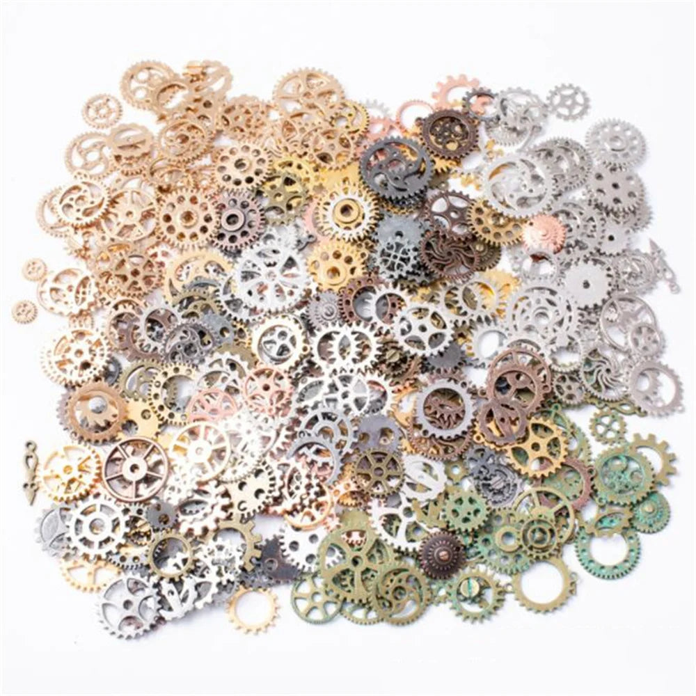 50g Antique Steampunk Gear Accessories Decor DIY Metal Pendants Charms for DIY Necklace Bracelet Crafting Jewelry Making Decor Oasis Select Mix 50g