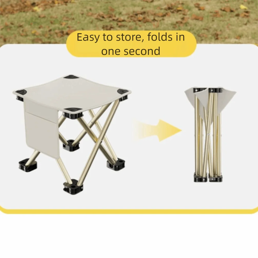 Large Size Folding Camping Stool Ultralight Side Pocket Portable Stool High Load Bearing with Carrying Bag Camping Seat Picnic Oasis Select