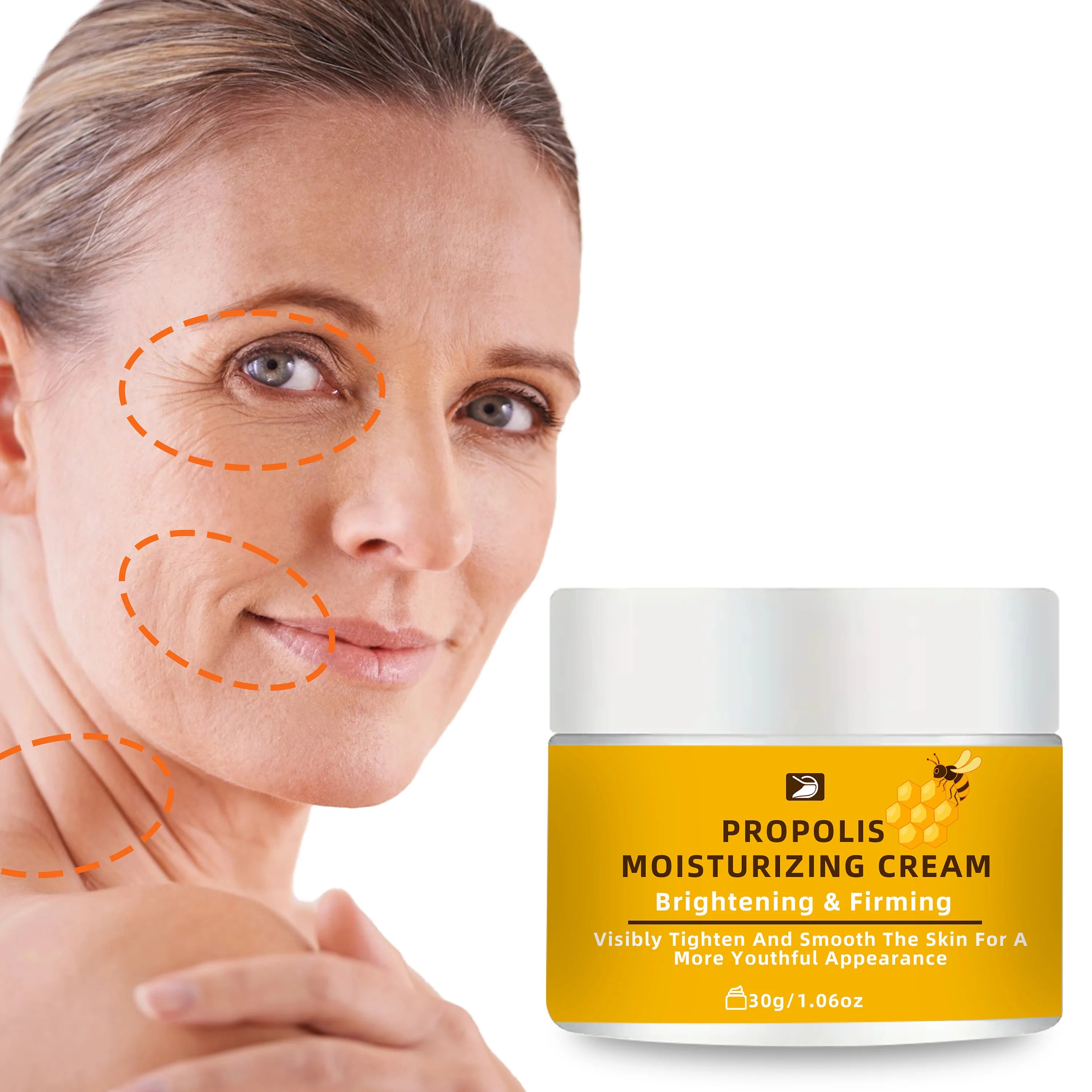 Propolis Cream with Honey & Collagen - Deep Hydration, Firming & Even Tone Face & Body Moisturizer | All Skin Types | 30g/1.76oz Oasis Select