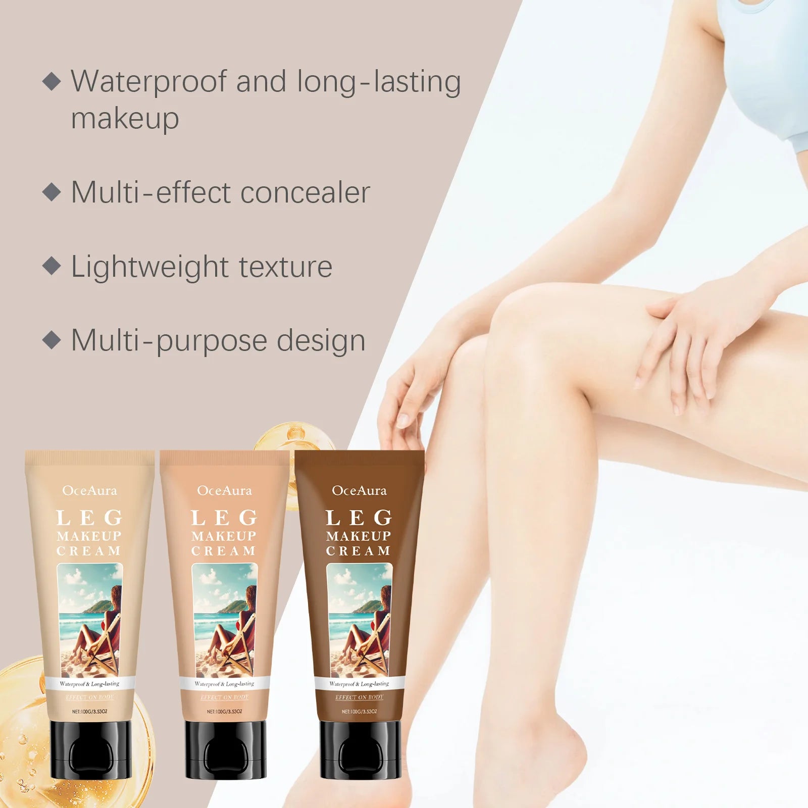 OceAura Leg Makeup Lotion – Waterproof Body Foundation Body Foundation Lotion Oasis Select