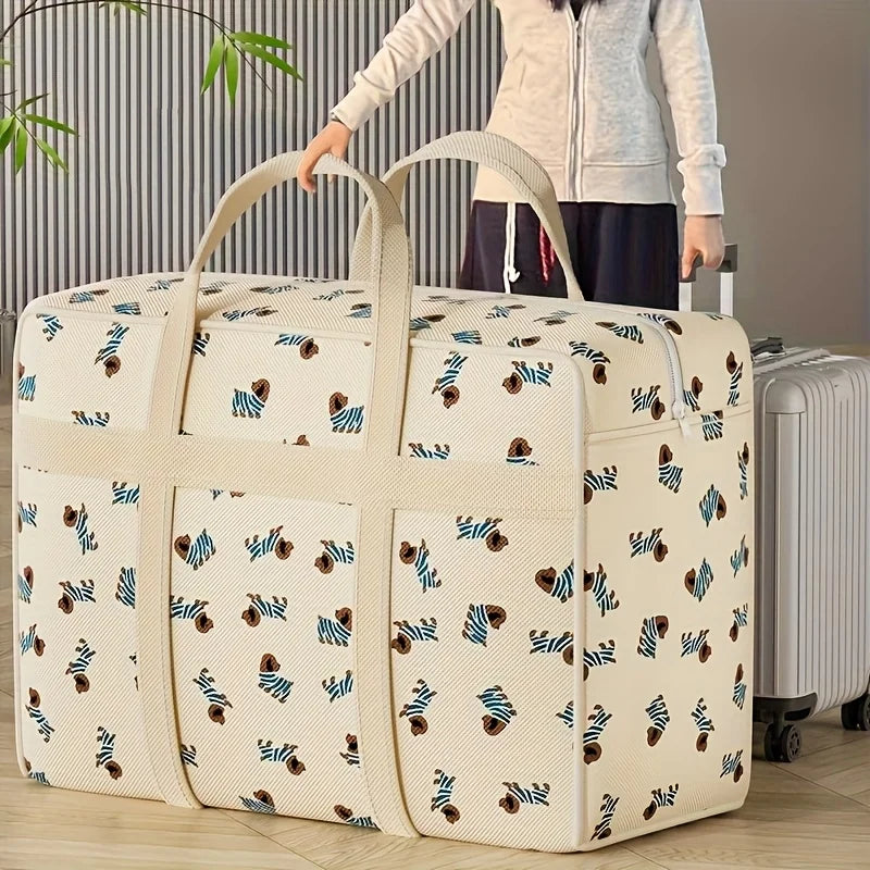 1pc Foldable Luggage Organizer Bag with Cute Puppy Pattern,Large Capacity Space-Saving Travel Storage Bag,Durable Polyester bag Oasis Select