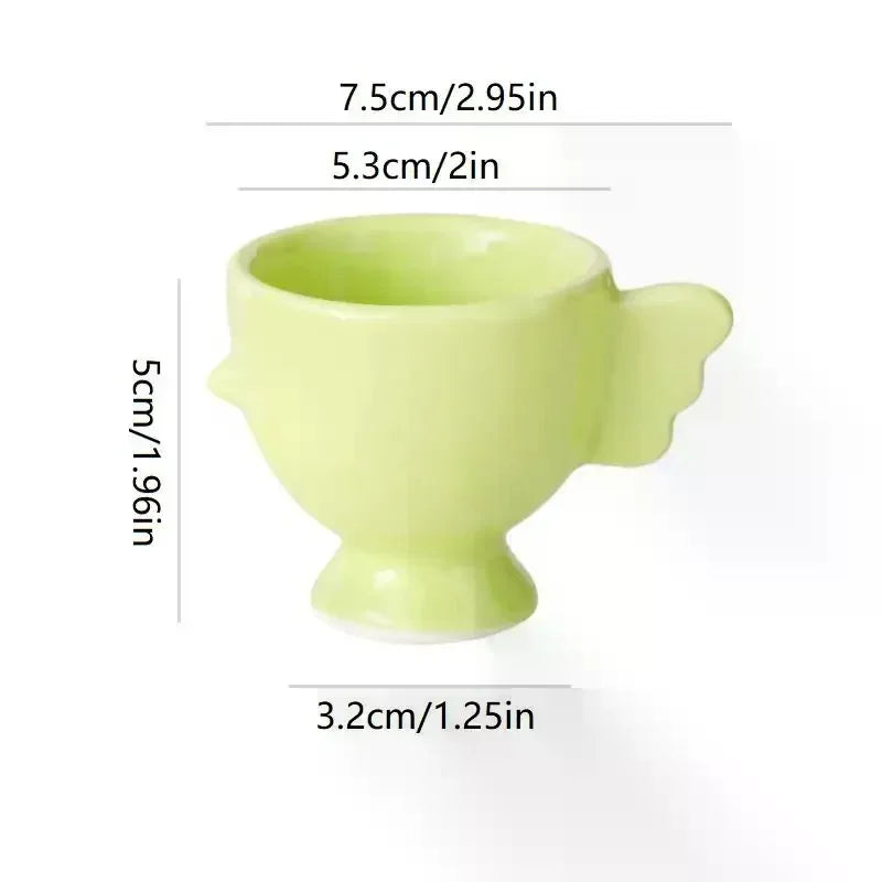 Egg Cup Heightened Base Solid Color Non-Slip Handle Good Grip Makeup Sponge Holder Mini Breakfast Ceramic Egg Holder Dining Room Oasis Select