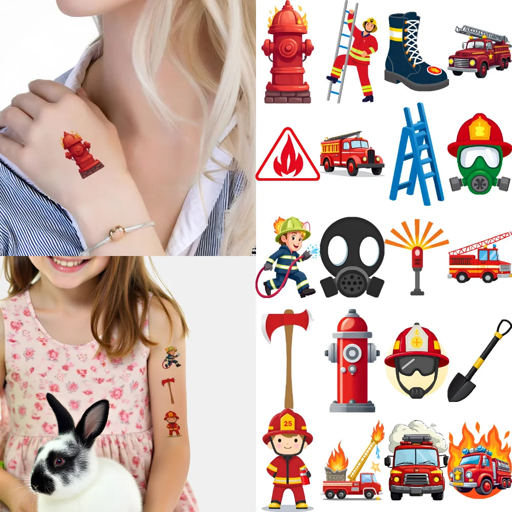 54pcs Firefighter Temporary Tattoos – Waterproof Body Stickers