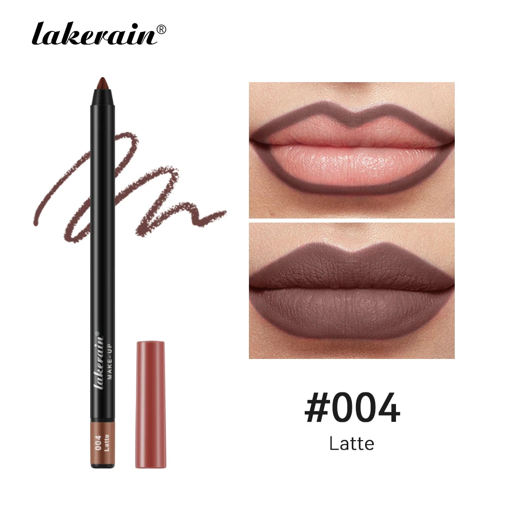 12 Colors Matte Lipliner Pencil Red Contour Tint Lipstick Waterproof Long Lasting Non-stick Cup Moisturising Lips Makeup Oasis Select 4 Latte