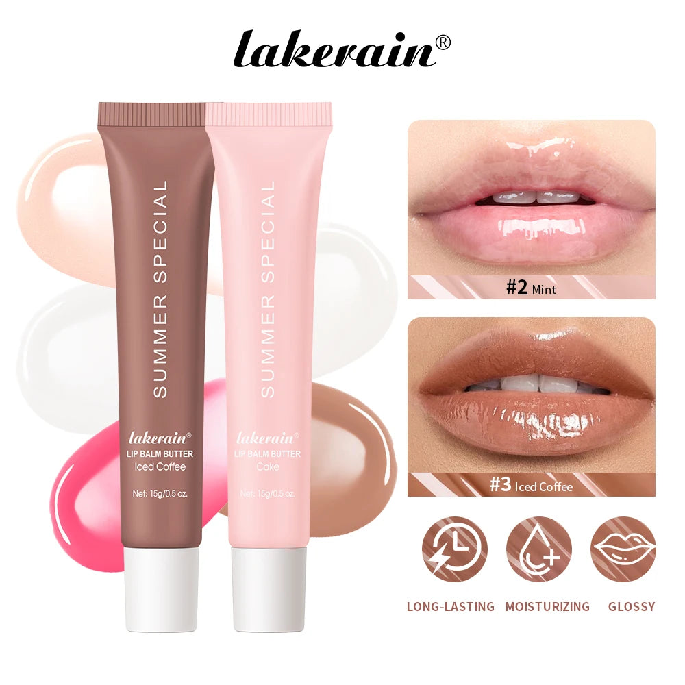 Summer Lip Balm Butter Moisturizing Mirror Lip Gloss Lip Vanilla Pink Sugar Coffee Cake Smell Lipstick Transparent Oil Makeup Oasis Select