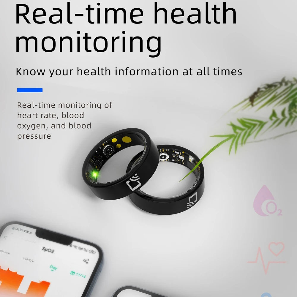 Ultrathin Smart Ring Couple Waterproof Sports Fitness Men Women NFC 24H Heart Rate Blood Oxygen Sleep Health Monitoring Fashion Oasis Select