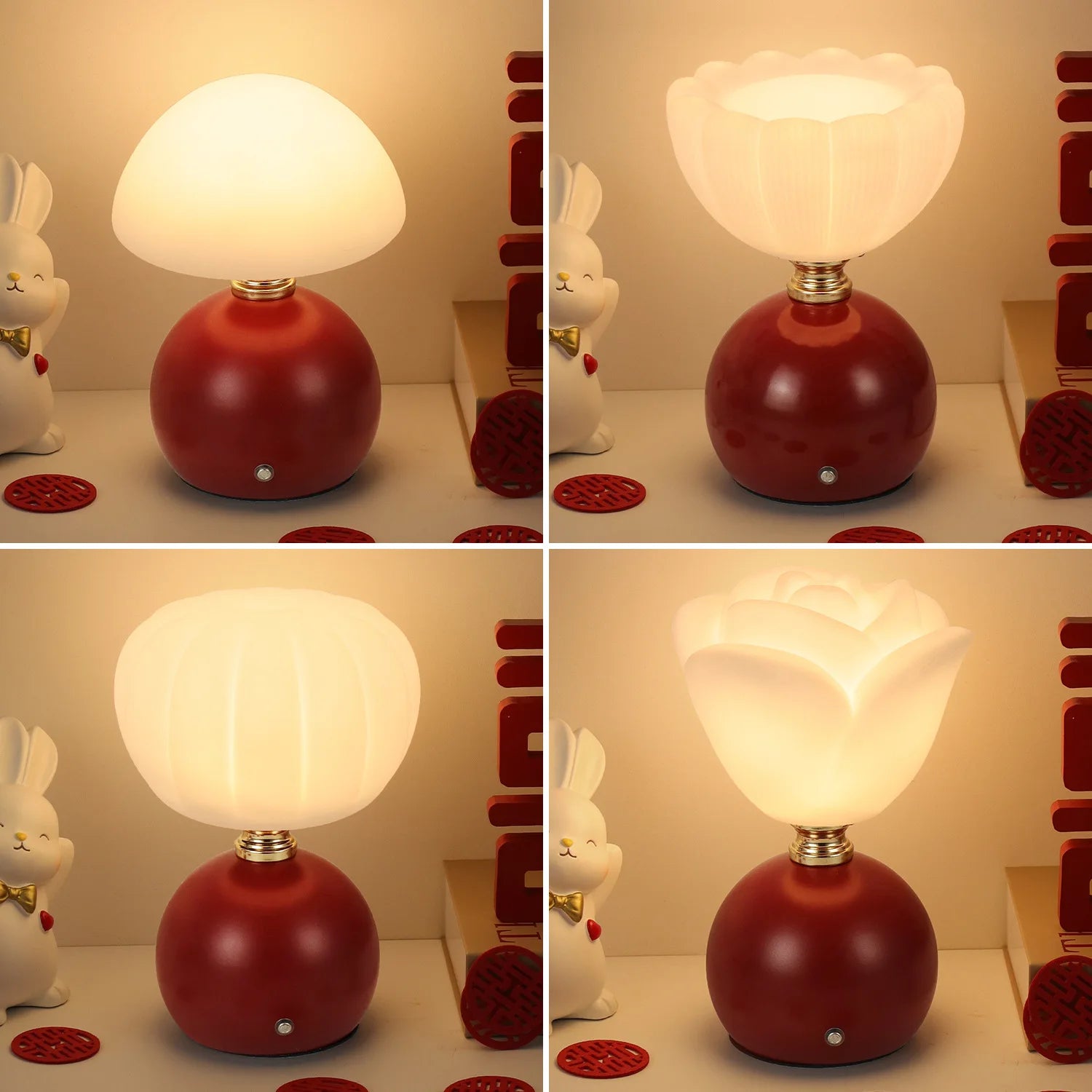 Wedding Table Lamp Bedroom Bedside Lamp Wedding Room Dowry Lamp Wedding Red Pair of Mushroom Lamps Gift Adjustable Light Oasis Select