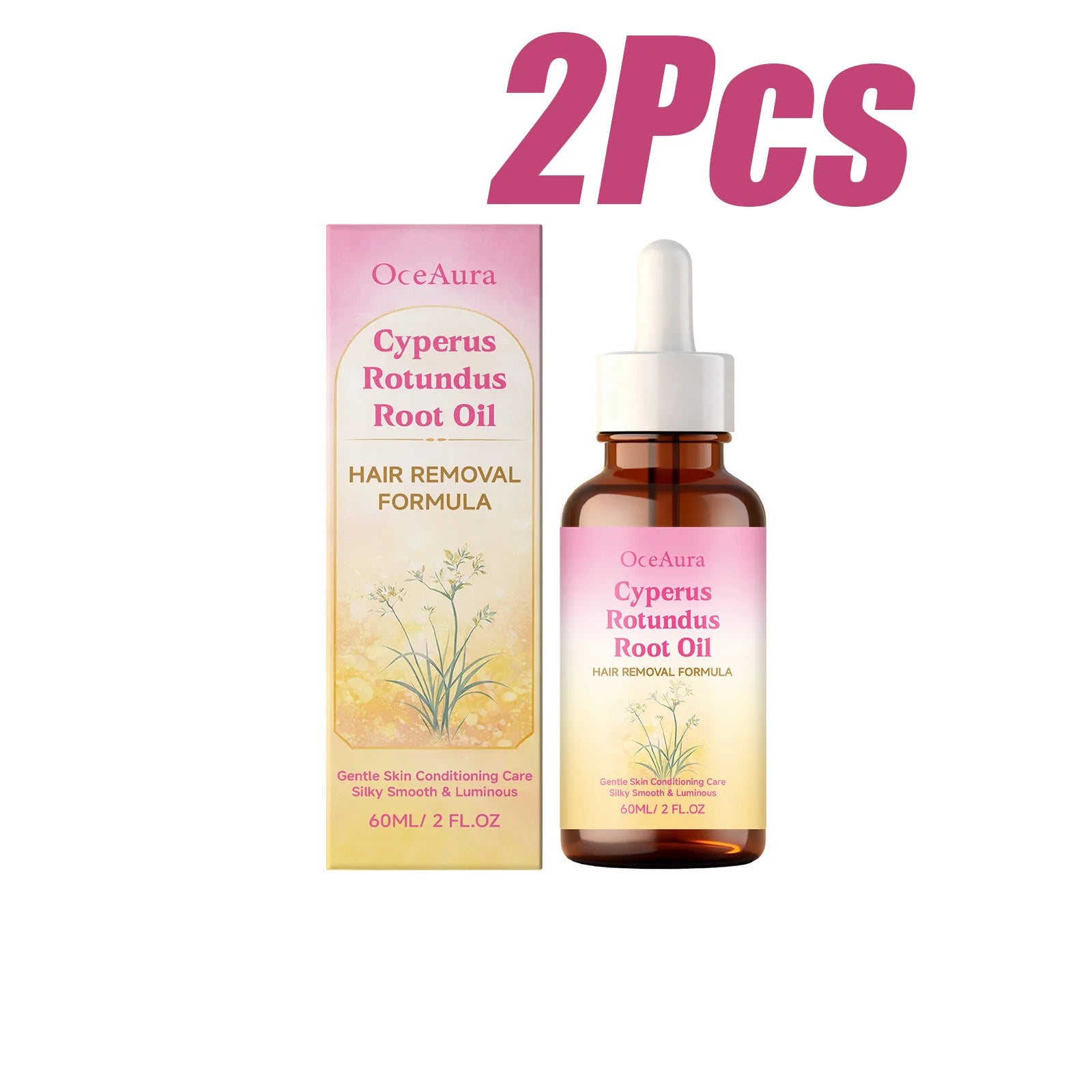 OceAura Cyperus Rotundus Hair Removal Oil – Nourishing 60ml Hair Removal Oil Oasis Select 2 x 60ml Boxed