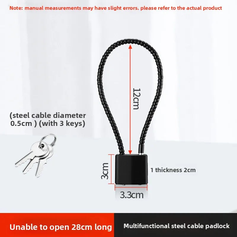 Portable Steel Cable Safety Lock 20/28/38cm Anti-Theft Outdoor Padlock Gun Trigger Lock for Locker & Cabinet with Keys Oasis Select 28cm unopenable