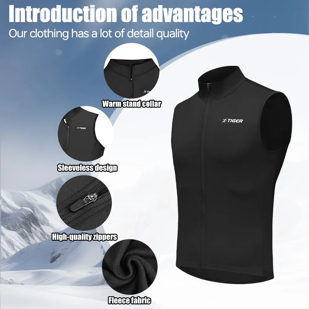 X-TIGER Warm Cycling Vest Windproof Loose Fleece Sleeveless Waistcoat For Mountain Road Bike Wnter Reflective Bicycle vest Oasis Select
