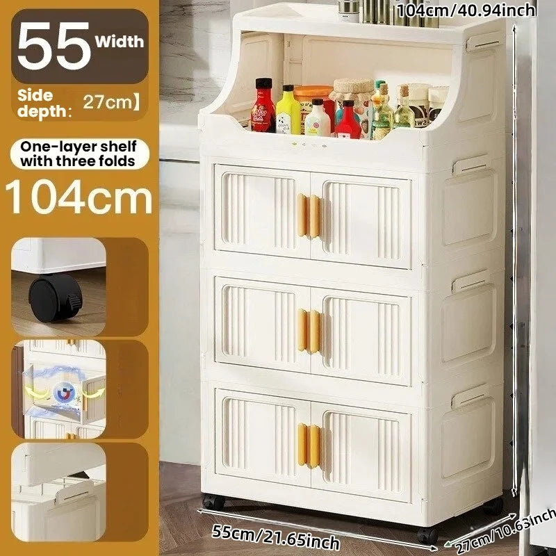 Home high-end appearance storage cabinet, bedroom bedside table, kitchen multi-level foldable storage rack Oasis Select 4 layers-white