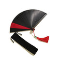 1Pcs Antique Folding Compact Classical Portable Ornament Bamboo Fan Dance Fan Kimono Fan Oasis Select black-red-18cm