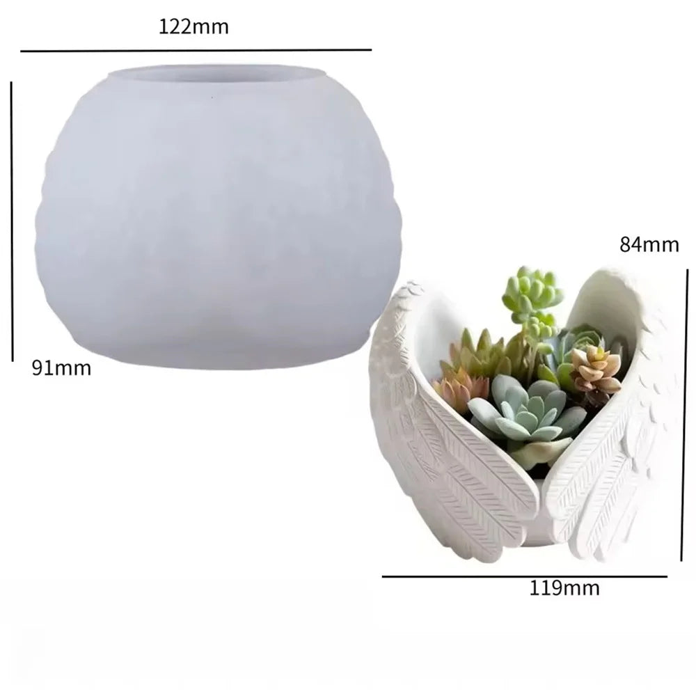 Angel Wings Silicone Mold DIY Gypsum Flowerpot Mould Wings Candle Holder Molds Succulent Flower Pot Concrete Storage Jar Moulds Oasis Select white