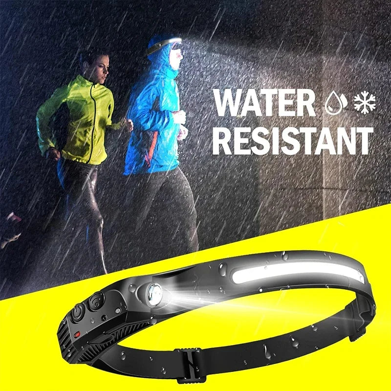 COB LED Rechargeable Headlamp – Motion Sensor & 6 Modes