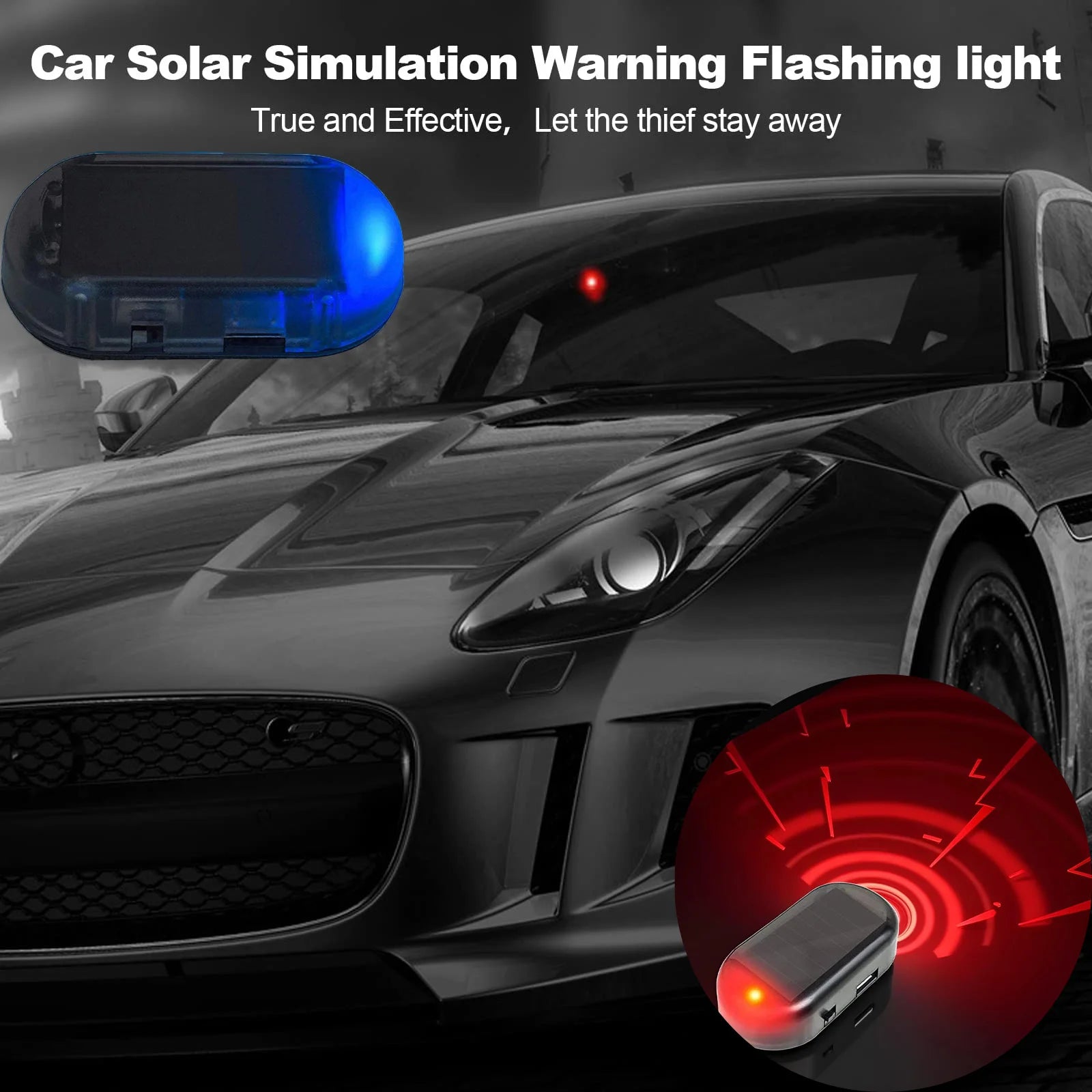 Solar LED Dummy Security Light for Cars – Flashing Deterrent