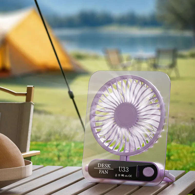 2026 New Transparent Desktop Fan Hanging Brushless Motor Low Noise Natural Wind Digital Display Type C Fan For Office Bedroom Oasis Select A