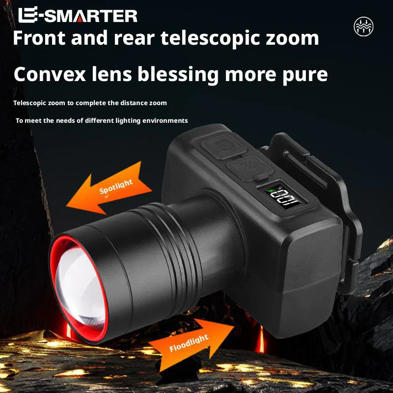 High Brightness LED Headlight with Digital Zoom Outdoor Strong Light Charging Headlight Long Endurance for Camping And Hiking Oasis Select