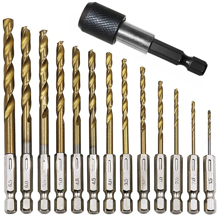 13-Piece HSS Twist Drill Bit Set 1.5–6.5mm | 1/4" Hex Shank Twist Drill Bit Set Oasis Select 13pcs