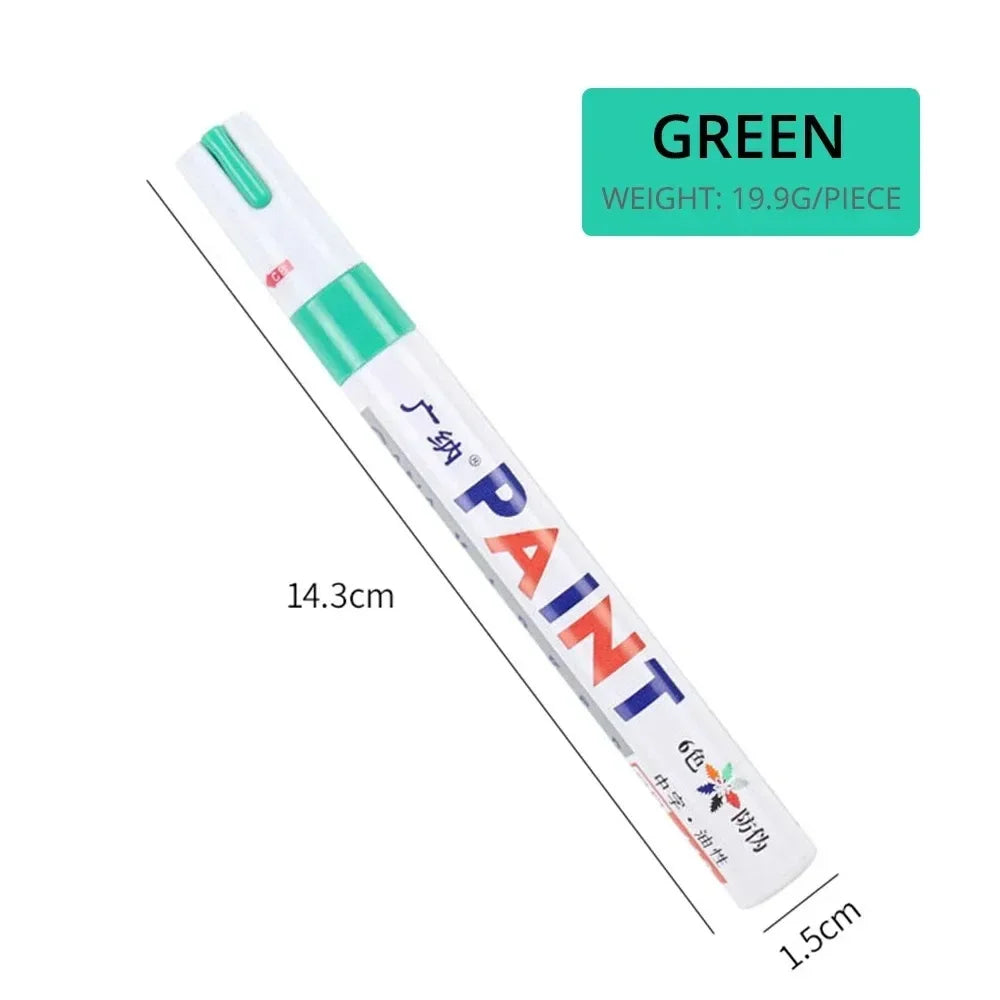 1/3PCS Car Paint Pen Waterproof Car Wheel Tire Oily Painting Mark Pen Auto Rubber Tyre Tread CD Metal Permanent Paint Marker Oasis Select Green