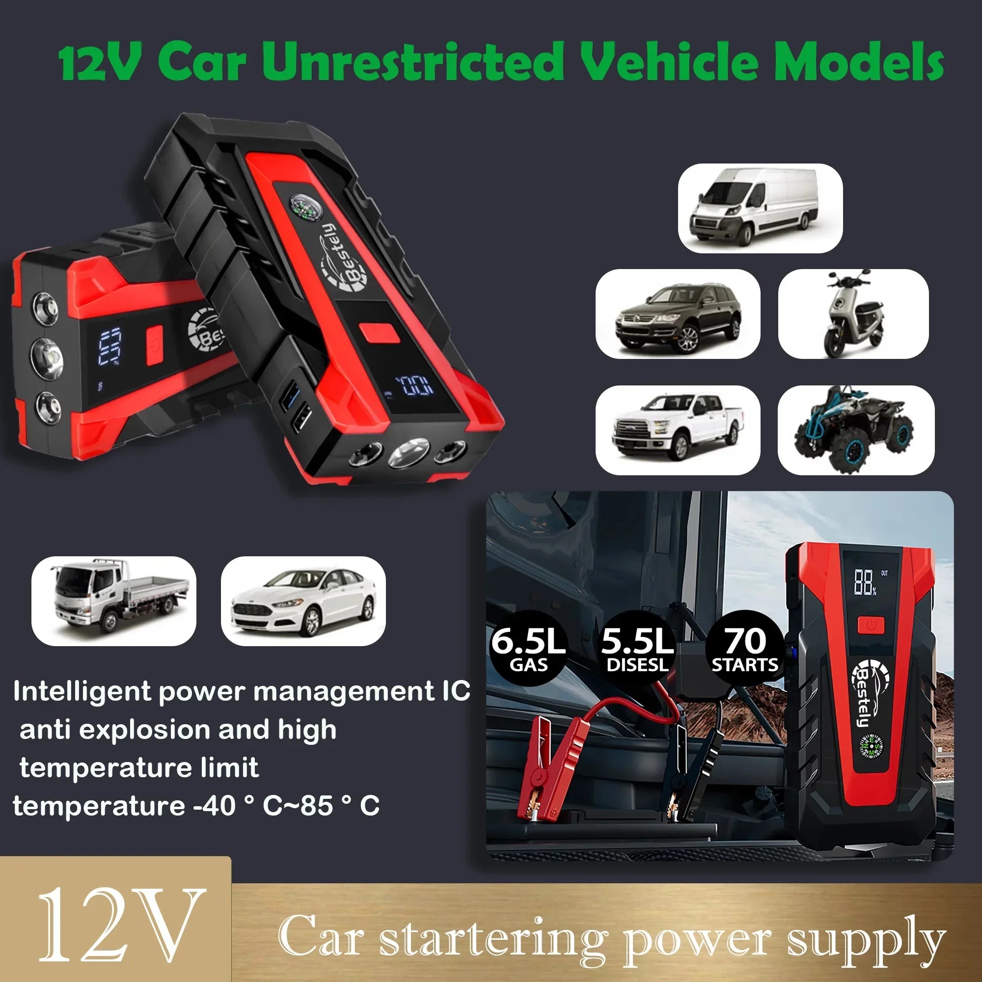Jump Starter Power Bank 12V Booster for Car Start 3000A Battery Quick Charger Portable Auto Starting Device Powerbank Oasis Select
