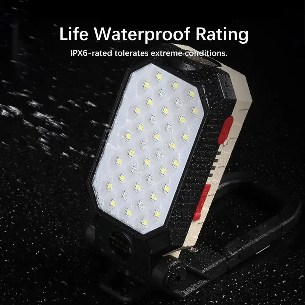 High Power LED Flashlight Rechargeable COB Work Light Adjustable Waterproof Camping Lantern Magnet With Power Display Oasis Select