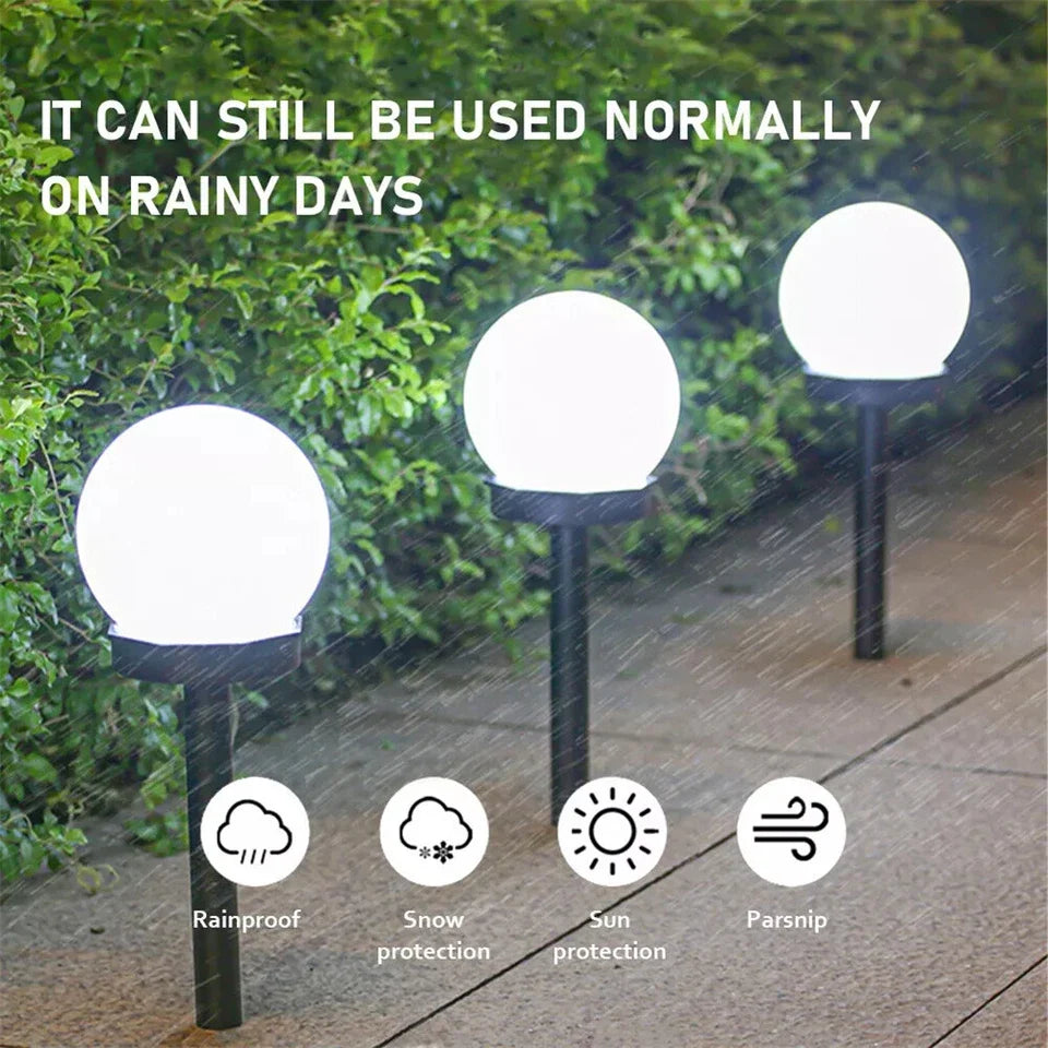 Solar Powered LED Garden Lights Stake Post Patio Path Outdoor Globe Lighting Lawn Ground Mounted Light Courtyard Lawn Lamp 2PCS Oasis Select