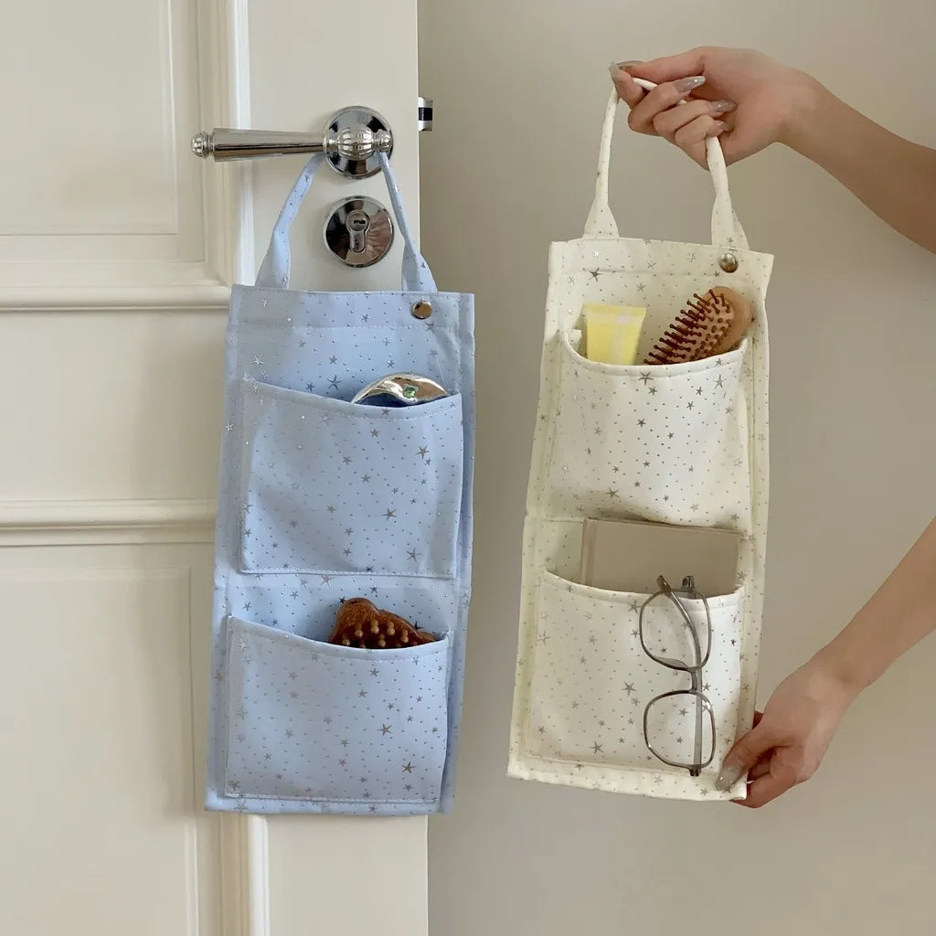 Star Pattern Hanging Storage Soft Fabric Hanging Organizer Wall Mount Storage Bag Modern Multi Pocket Storage Bag For Closet Oasis Select