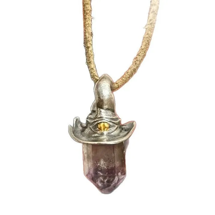 Halloween Crystal Pendant Necklace Single Eye Design Gothic Daily Wear Jewelry Retro Fantasy Charm Accessory For Men Women Oasis Select YELLOW