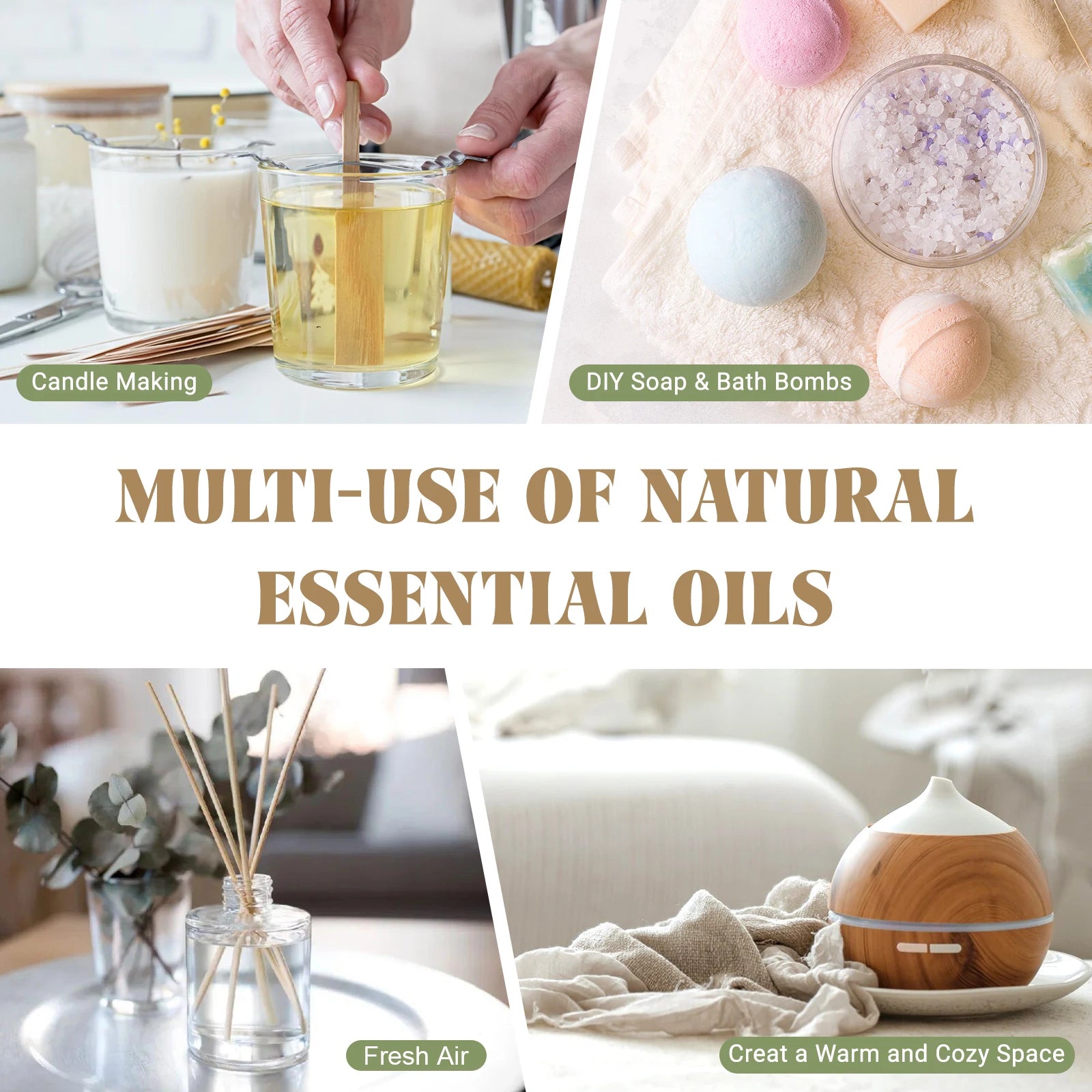 EUQEE 100ml Essential Oil for Diffuser – Lavender, Rose & More