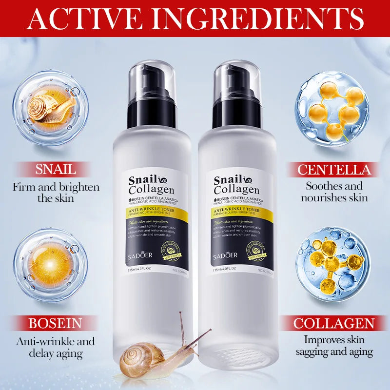 SADOER Snail Collagen Face Toner – Hydrating Brightening Serum Face Toner Serum Oasis Select