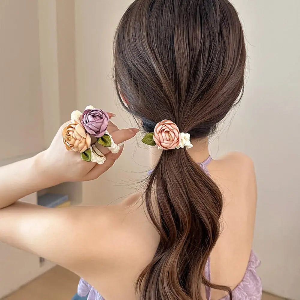 2/3 PCS Flower Hair Scrunchies for Women – Elegant Ponytail Holders for Thick, Curly, Thin & Fine Hair, No-Slip Donut Hair Ties Oasis Select