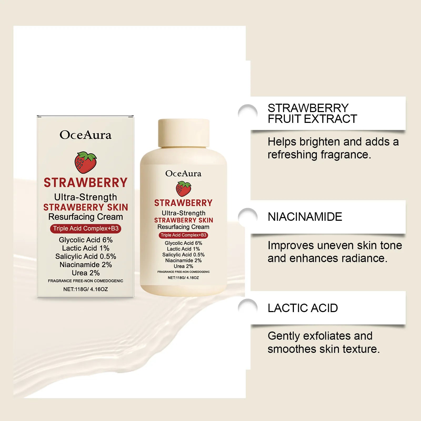 Strawberry Extract Rich Moisturizing Cream 118g – Deep Hydration