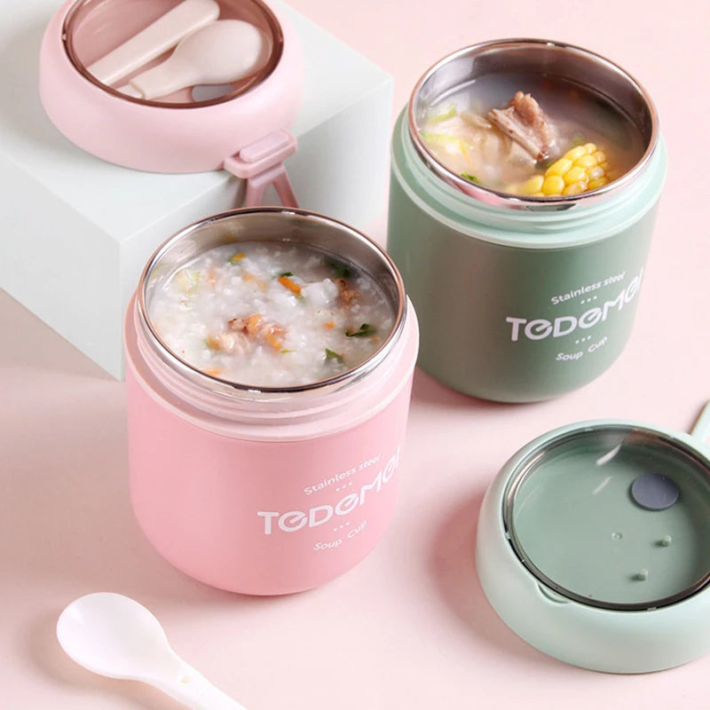 Stainless Steel Insulated Soup Thermos with Spoon Lunch Box Vacuum Cup Food Warmer Thermal Jar Container Cooler Oasis Select