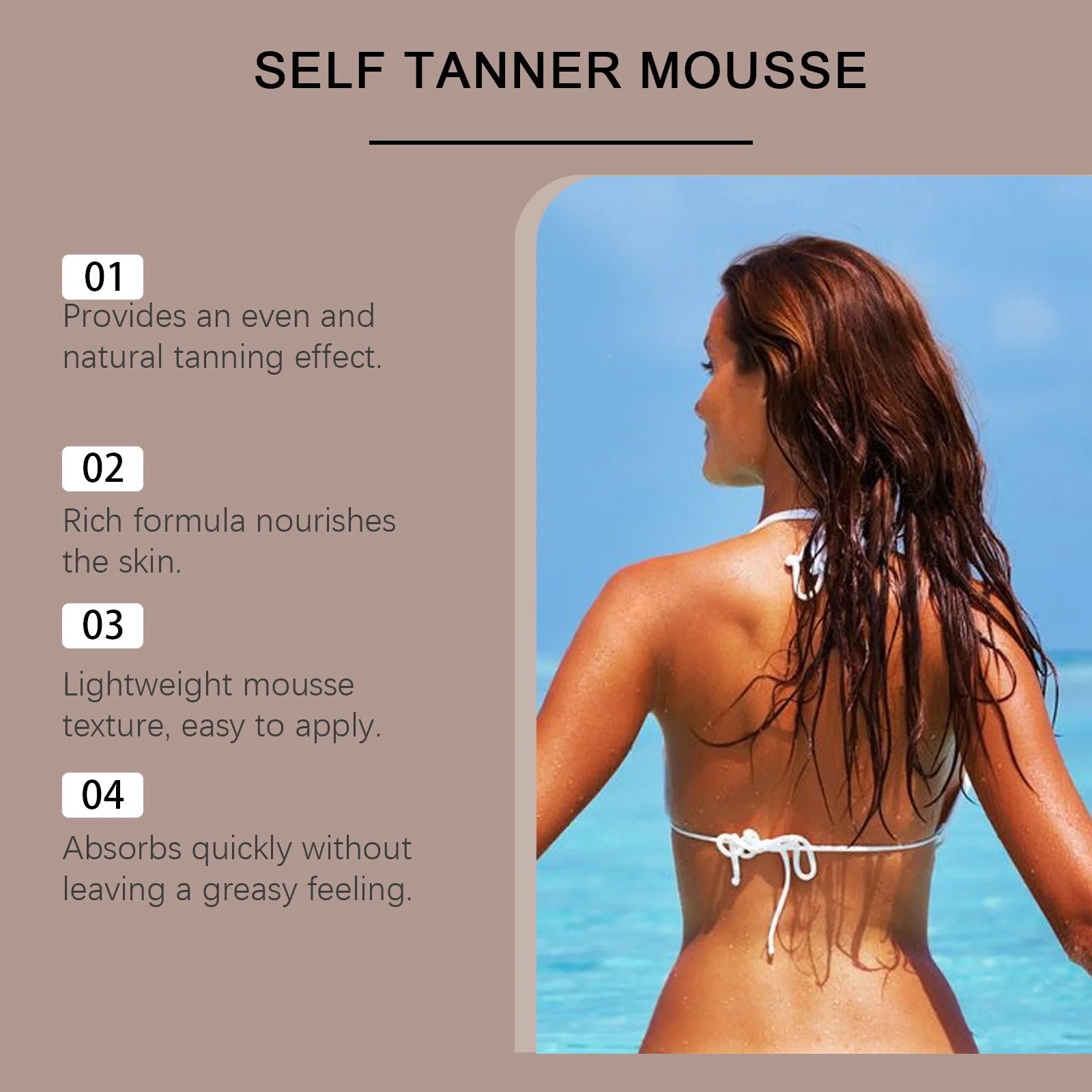 Sunless Self Tanning Mousse Lasting Natural Tanning Effect Use Evenly Nourish Skin For All Skin Types Buildable Self Tanner Foam Oasis Select