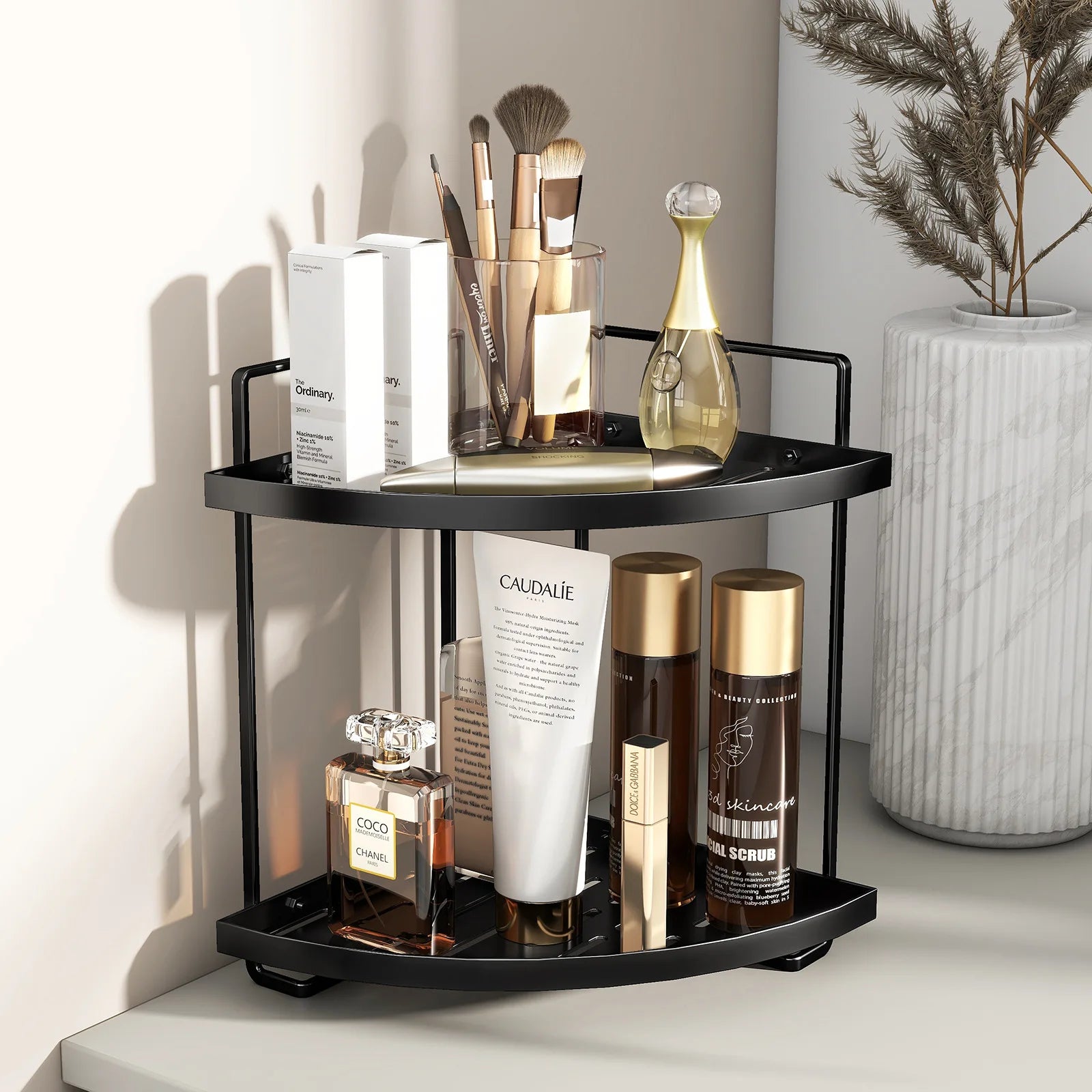 Light luxury desktop dresser rack, bathroom triangular shelf, double-layer hand wash countertop, cosmetic storage rack Oasis Select