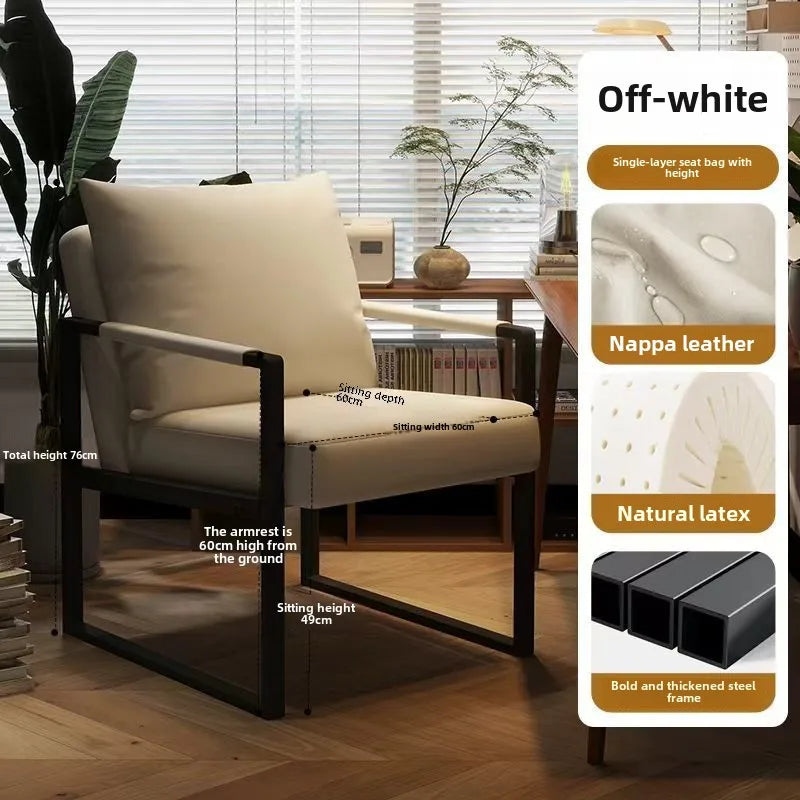 Nordic lazy sofa light luxury sales single wrought iron leisure chair balcony negotiation bedroom living room minimalist sofa Oasis Select Off-white One Seat