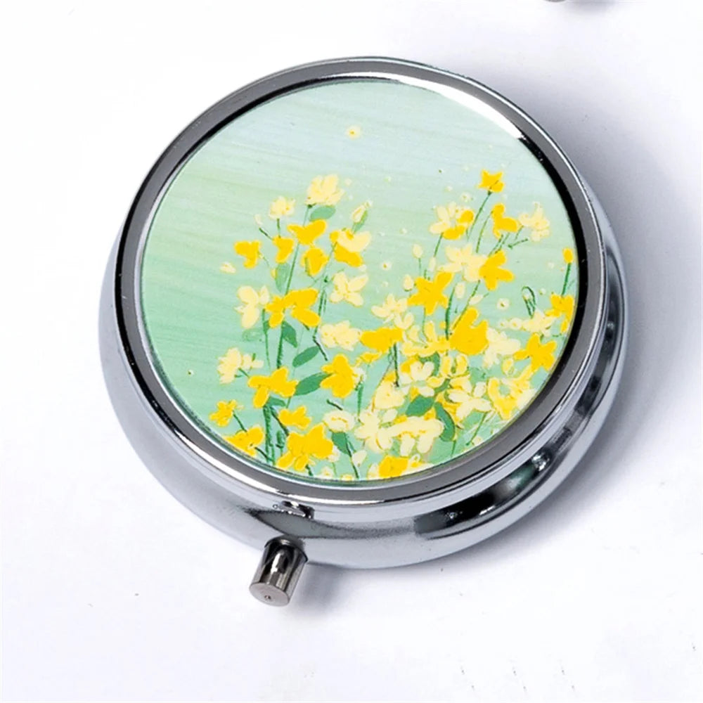 Portable 3 Cell Metal Pill Boxes Stainless Steel Round Pill Boxes Medicine Organizer Container Medicine Case Splitters Pill Box Oasis Select Style 5