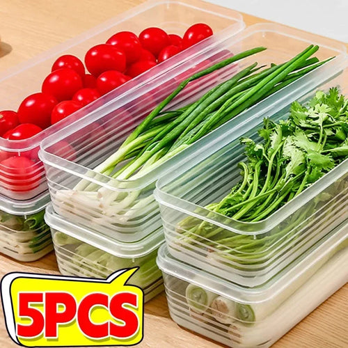 1/5PCS Refrigerator Storage Boxes Scallions Fresh Box Food Container Cold Storage Crisper Sealed Fridge Organiser with Lid Jars Oasis Select