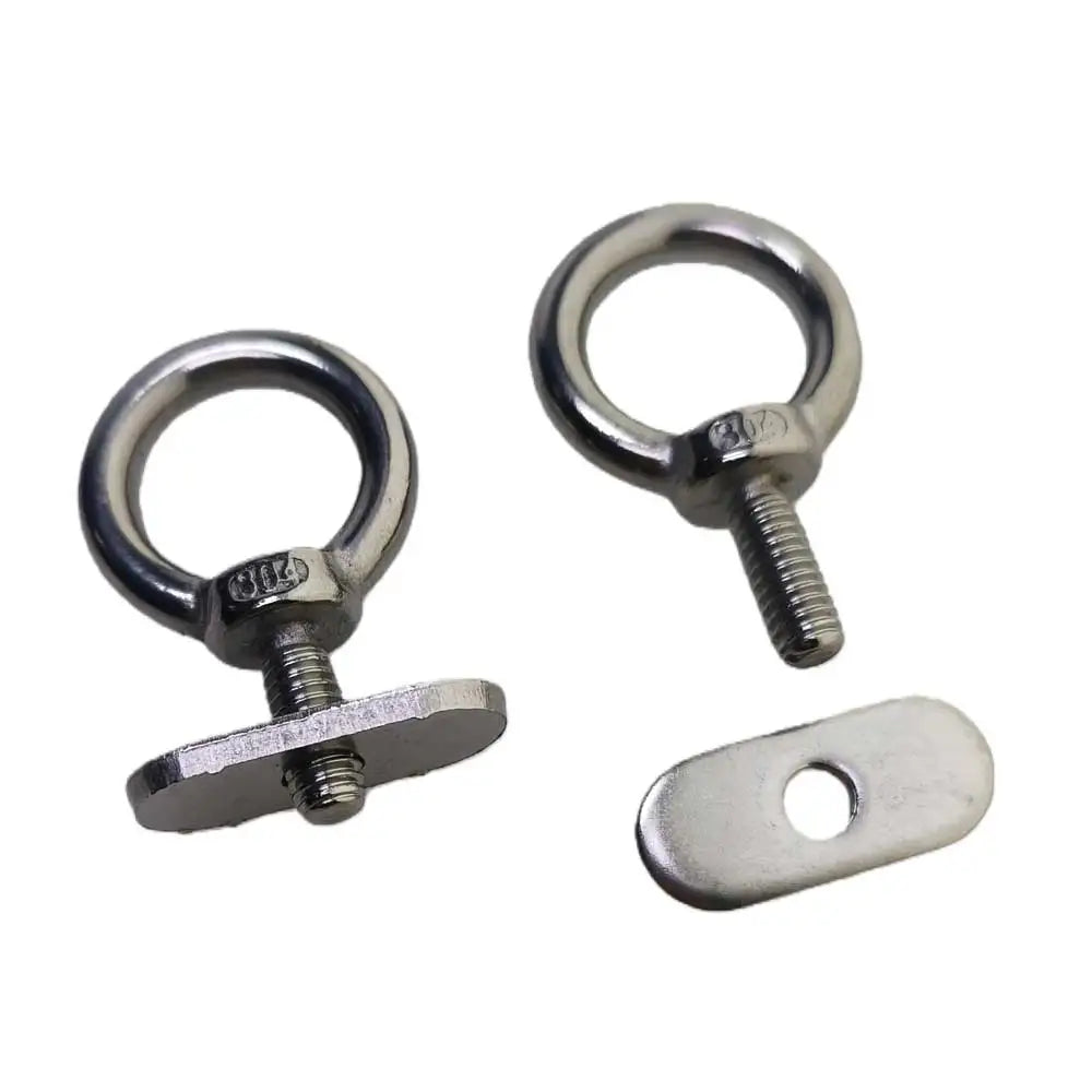 2/4pcs Stainless Steel Adjustable Kayak Track Mount Slider Block with Round Eye Plate Screw for Kayak Boat Deck Rail Mounting Oasis Select